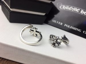 原單Chrome Hearts克羅心飾品 錯位開口十字花十字架戒指 925