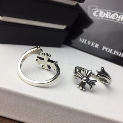 原單Chrome Hearts克羅心飾品 錯位開口十字花十字架戒指 925