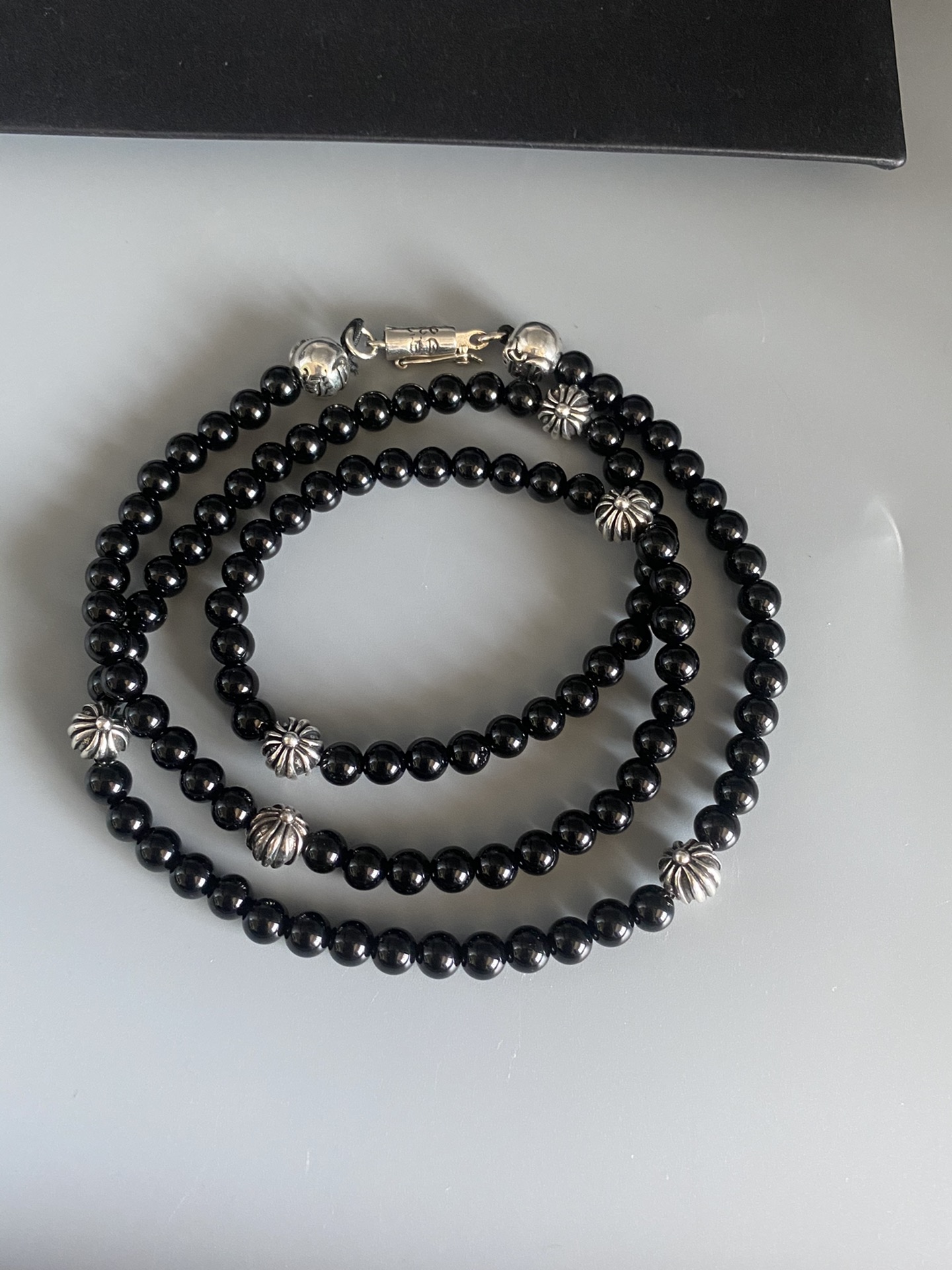 ChromeHearts202405121700004 原單1比1Chrome Hearts克羅心飾品 黑曜石銀珠項鍊