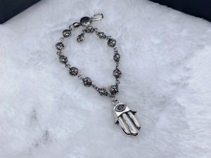 原單高仿Chrome Hearts克羅心飾品 女神之手 十字花圓珠手鍊
