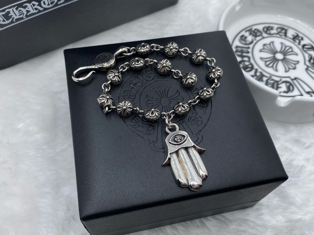 ChromeHearts202405122100002 原單高仿Chrome Hearts克羅心飾品 女神之手 十字花圓珠手鍊