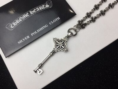 高仿Chrome Hearts克羅心飾品 鑰匙吊墜+Tiny E十字架百搭滑動項鍊