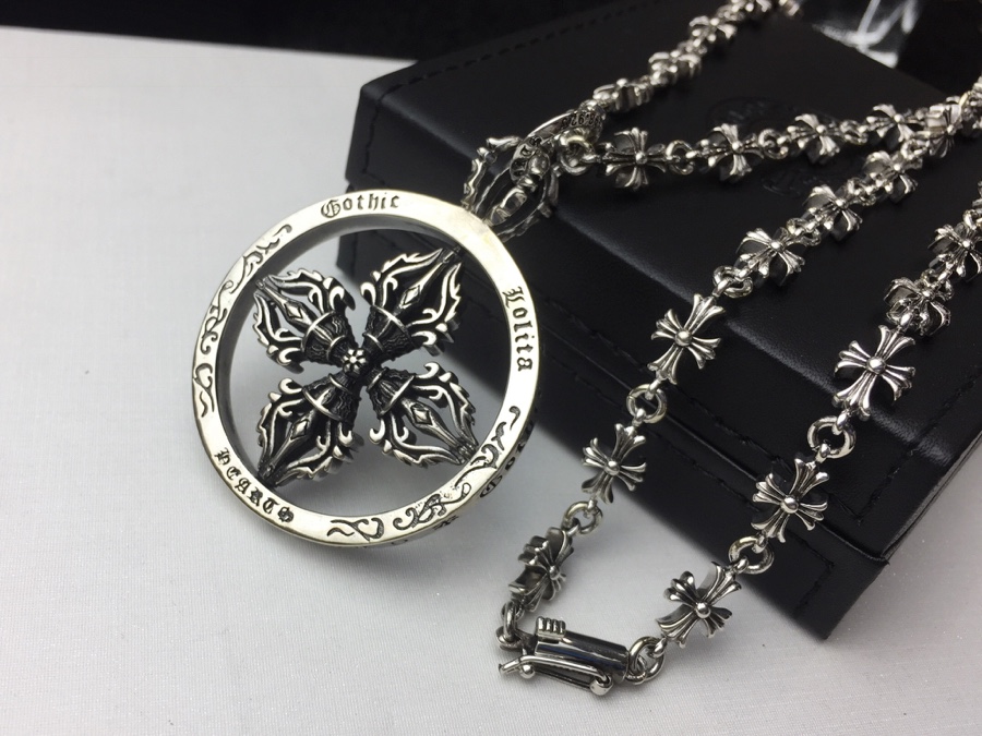 ChromeHearts202405122500003 原單Chrome Hearts克羅心飾品 金剛杵吊墜+Tiny E十字架百搭滑動項鍊