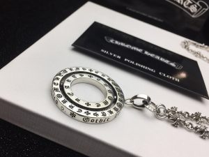 高仿Chrome Hearts克羅心 字母戒指旋轉雙圓環吊墜+Tiny E十字架百搭滑動項鍊