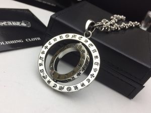 高仿Chrome Hearts克羅心 字母戒指旋轉雙圓環吊墜+Tiny E十字架百搭滑動項鍊