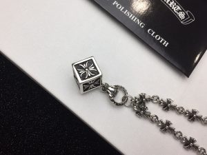 複刻Chrome Hearts克羅心 十字花方塊吊墜+Tiny E十字架百搭滑動項鍊