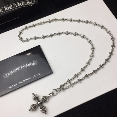 高仿Chrome Hearts克羅心 十字金剛杵吊墜+Tiny E十字架百搭滑動項鍊
