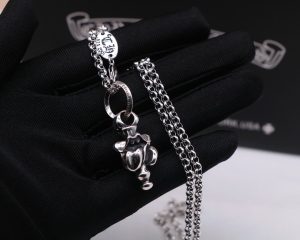 A貨複刻Chrome Hearts克羅心飾品 三面滾石舌頭珠項鍊