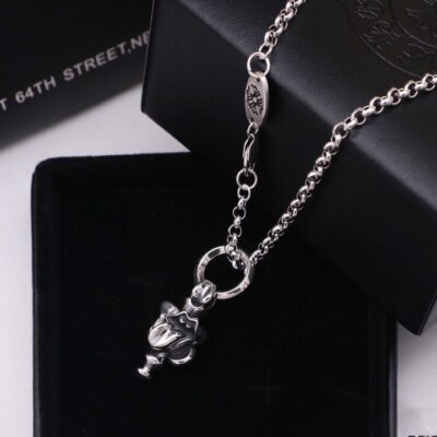 A貨複刻Chrome Hearts克羅心飾品 三面滾石舌頭珠項鍊