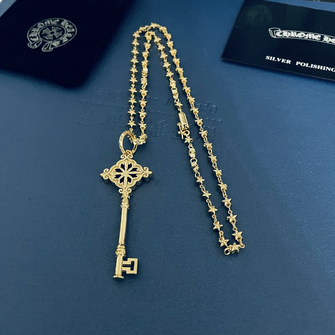 ChromeHearts202405172000005 高仿Chrome Hearts克羅心飾品 鍍金色 十字架鑰匙吊墜 十字球項鍊