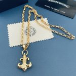 原單Chrome Hearts克羅心飾品 黃金色MINI童軍花吊墜 PAPER CHAIN字母項鍊