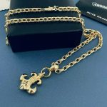 原單Chrome Hearts克羅心飾品 黃金色MINI童軍花吊墜 PAPER CHAIN字母項鍊