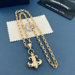 原單Chrome Hearts克羅心飾品 黃金色MINI童軍花吊墜 PAPER CHAIN字母項鍊
