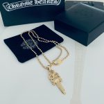 原單Chrome Hearts克羅心飾品 黃金色寶劍/匕首吊墜項鍊