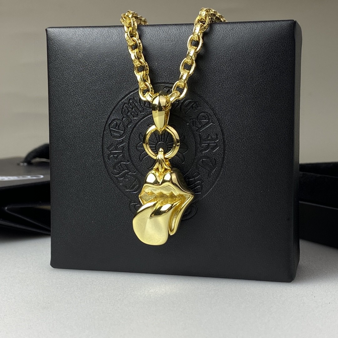 ChromeHearts202405172400005 複刻Chrome Hearts克羅心飾品 滾石大舌頭吊墜Paper Chain項鍊