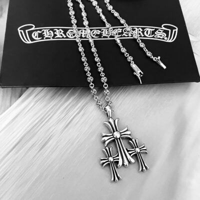 高仿Chrome Hearts克羅心飾品 連體三十字架吊墜十字花球項鍊