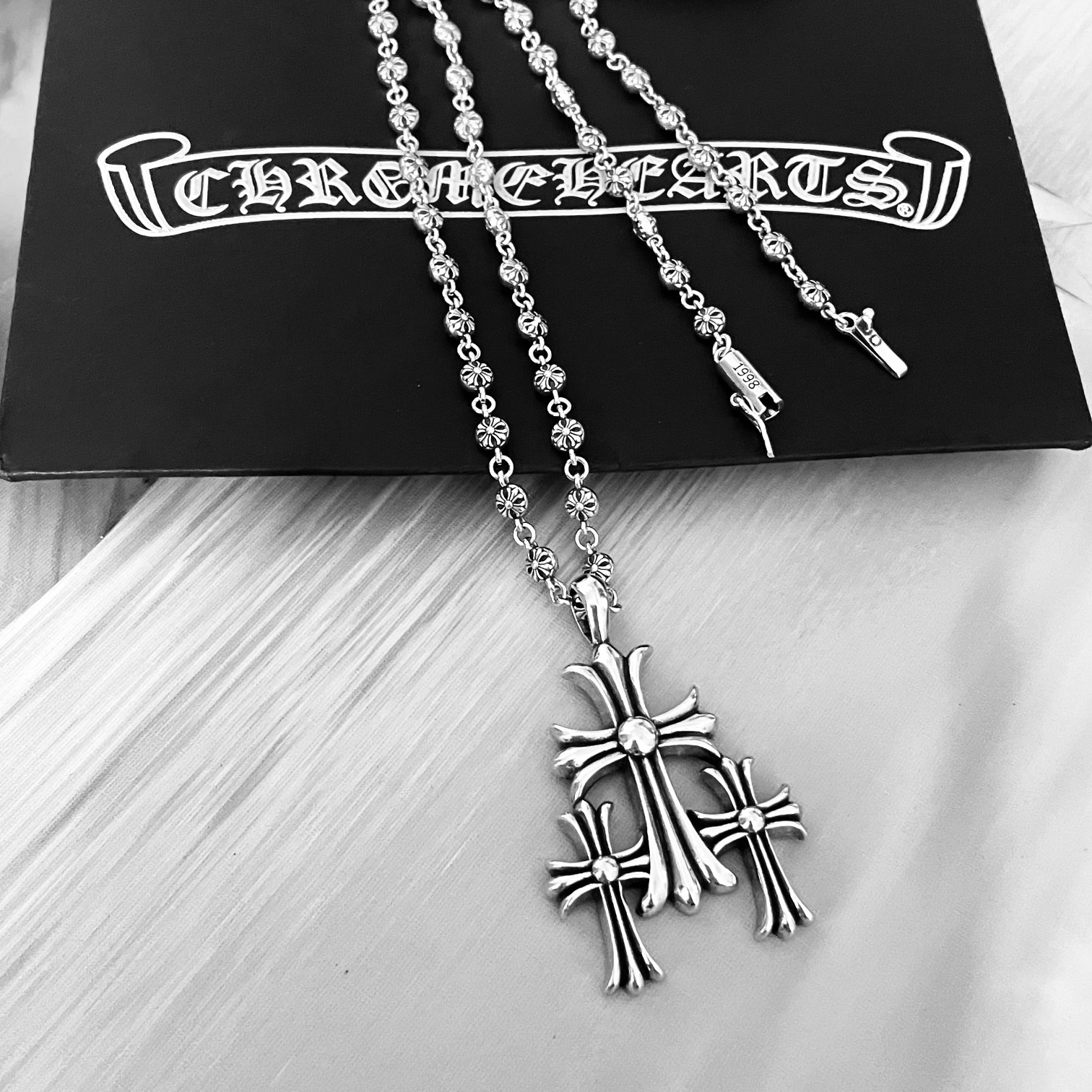 ChromeHearts202405220900002 高仿Chrome Hearts克羅心飾品 連體三十字架吊墜十字花球項鍊