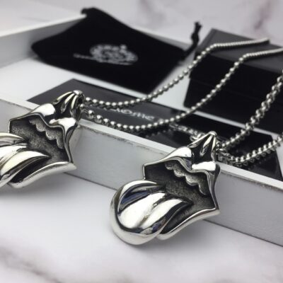 一比一複刻Chrome Hearts克羅心飾品 大號滾石舌頭吊墜項鍊