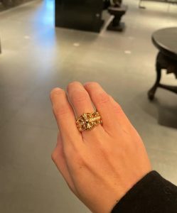 專櫃複刻Chrome Hearts克羅心飾品 鍍金色雙十字花Floral開口戒指