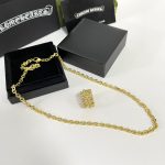 複刻Chrome Hearts克羅心飾品 黄金色墳墓/葬墓十字架戒指吊墜項鍊