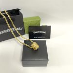 複刻Chrome Hearts克羅心飾品 黄金色墳墓/葬墓十字架戒指吊墜項鍊