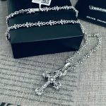 複刻専櫃Chrome Hearts克羅心飾品 FILIGREE火焰十字架吊墜船錨童軍花項鍊