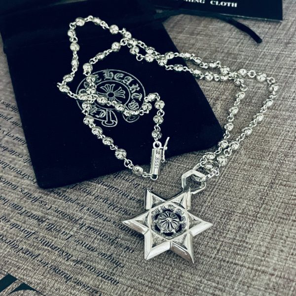高仿Chrome Hearts克羅心飾品 Star David六芒星吊墜十字球項鍊