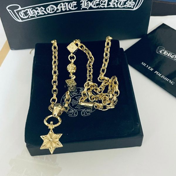 原單Chrome Hearts克羅心飾品 黃金色MINI六芒星吊墜 Paper Chain字母骰子項鍊