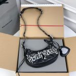 高仿balenciaga巴黎世家包包 LE CAGOLE DIY METAL加小號肩揹包 黑