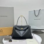 高仿專櫃alenciaga巴黎世家包包 Rodeo黑色光滑牛皮革中號手提包