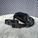一比一専櫃複刻balenciaga巴黎世家包包 Explorer 黑色細紋羊皮革腰包