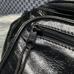 一比一専櫃複刻balenciaga巴黎世家包包 Explorer 黑色細紋羊皮革腰包