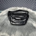 一比一専櫃複刻balenciaga巴黎世家包包 Explorer 黑色細紋羊皮革腰包