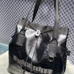 原單複刻balenciaga巴黎世家 Army中號黑色細紋牛皮革托特包
