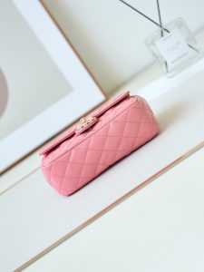 2023新品全套包裝香奈兒CHANEL高仿愛心方胖子包包可愛單肩包 粉色
