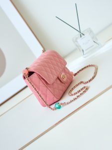 2023新品全套包裝香奈兒CHANEL高仿愛心方胖子包包可愛單肩包 粉色