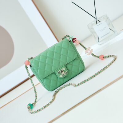 頂級原單CHANEL香奈兒精品包包綠色方胖子單肩包