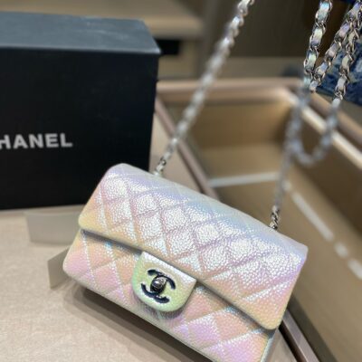 經典設計 漸變色 真皮方胖子CHANEL包包 小香加包包