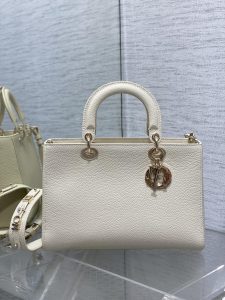 DIOR迪奧Lady D-Sire牛皮顆粒紋系列高仿包包 白色女士手提包