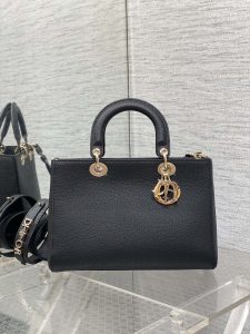 Lady D-Sire牛皮真皮酷炫黑色 DIOR高仿手提包女士包包