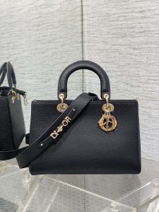 Lady D-Sire牛皮真皮酷炫黑色 DIOR高仿手提包女士包包