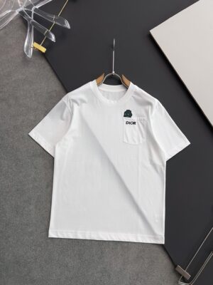 新品高仿精品衣服DIOR圓領短袖T恤純棉 白色
