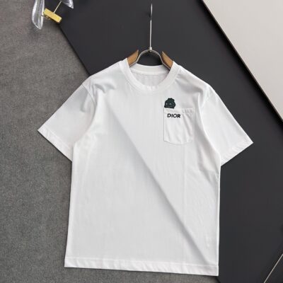 新品高仿精品衣服DIOR圓領短袖T恤純棉 白色