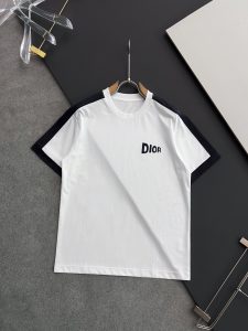 DIOR高仿精品衣服圓領段總純棉T恤 黑色