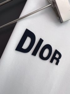 DIOR高仿精品衣服圓領段總純棉T恤 黑色