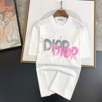 DIOR迪奧高仿衣服夏季印花短袖圓領T恤男女同款 白色