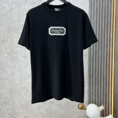 DIOR2024新品高仿男裝衣服純棉短袖T恤 黑色