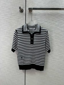 撞色領口高品質DIOR精品原單A貨條紋T恤