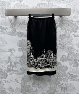 DIOR高仿A貨自由女神印花半裙 定制絲綢材質