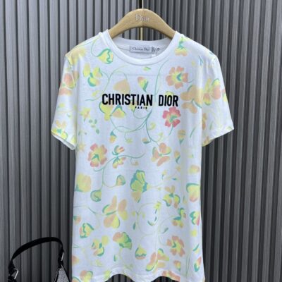 YB絲光棉材質DIOR高仿迪奧圓領印花女款T恤